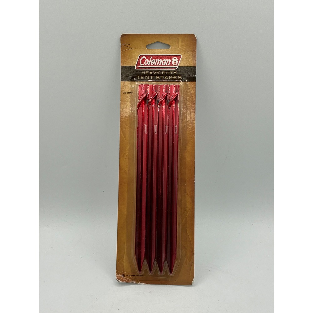 Coleman Heavy Duty Aluminum Tent Stakes Red 4 Pack 2000005489 Lightweight 7.25in